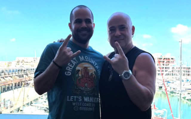 Ex-hostage Yarden Bibas (left) meets with lead singer of Disturbed, David Draiman, on his visit to Israel in July 2025. (Courtesy David Draiman)